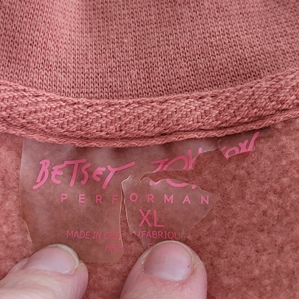 'Fancy' Betsey Johnson Performance lace Applique Salmon Crewneck Sweatshirt XL - Picture 6 of 10